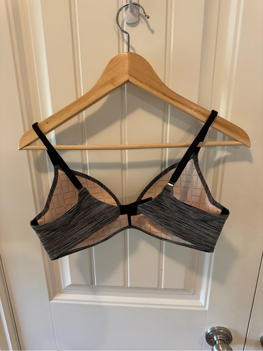 Victoria's Secret Gray Heathered Wireless Bra with Cream Lining